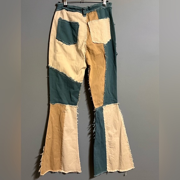 KTOO Grunge boho Patchwork Pant hippie Flare Pants size medium (26 waist) - Picture 2 of 12